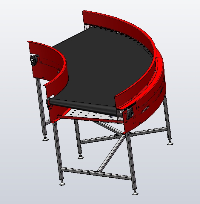 M4477-90度转弯皮带输送机 链条式转弯输送机三维SW2012带参