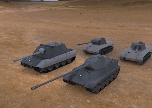 简易Panzer VIII E100坦克模型3D图纸 SOLIDWORKS设计