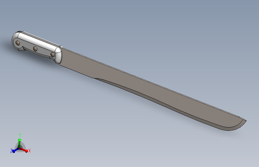 18英寸直砍刀3D模型图纸 Solidworks设计 附STEP格式