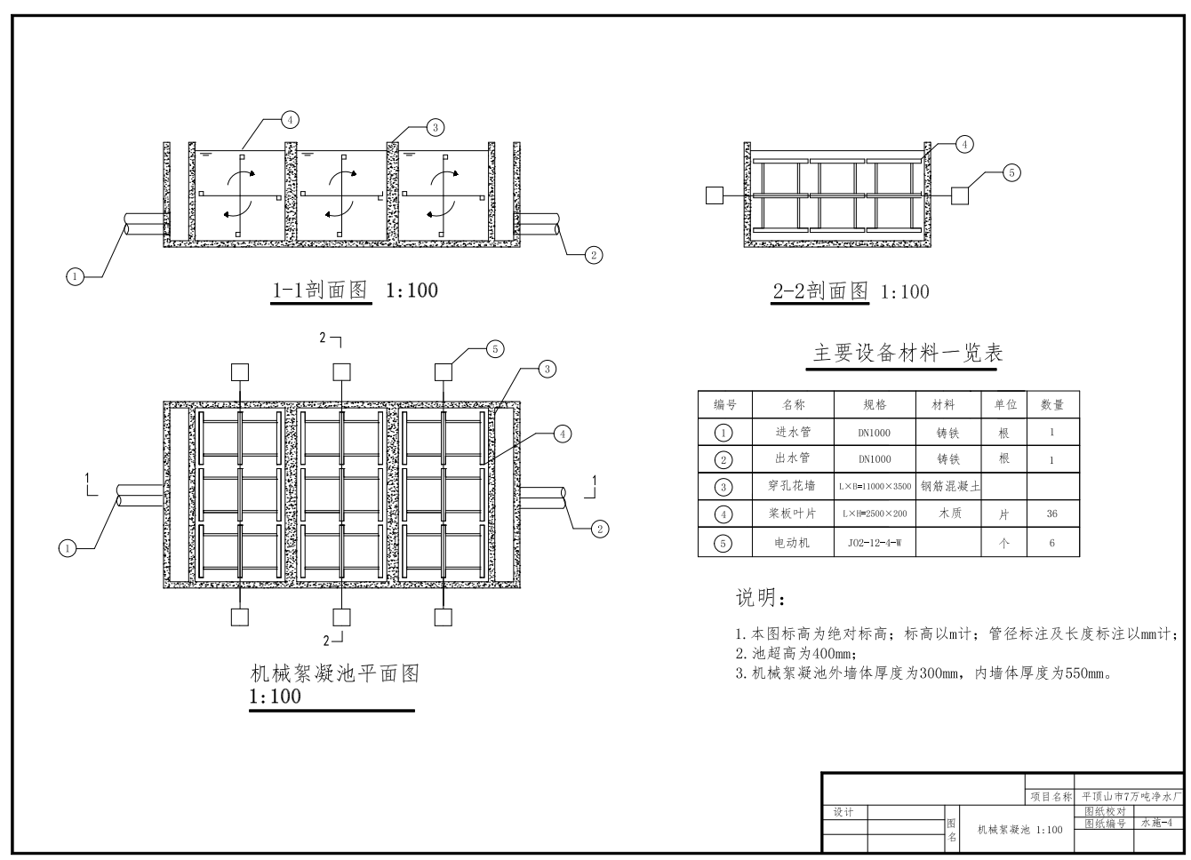 M0660-平顶山7万吨净水厂设计CAD+说明