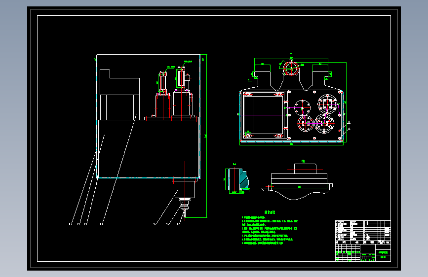 M1542-龙门数控铣床主轴箱及进给系统图纸CAD