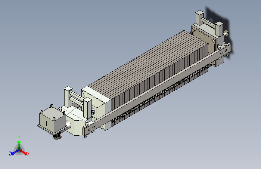 M1071-100m2液压式板框压滤机设计及三维建模三维SW2014无参+CAD+说明