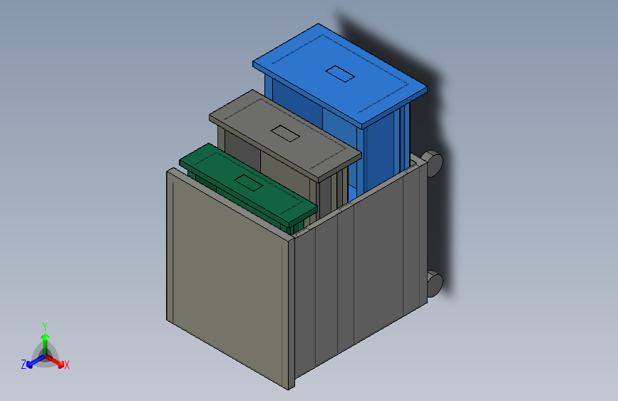 E0077-工业抽屉柜三维Creo4.0带参