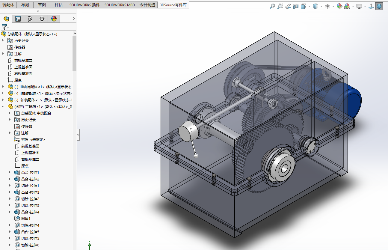 E0598-分级传动主轴箱三维SW2016带参