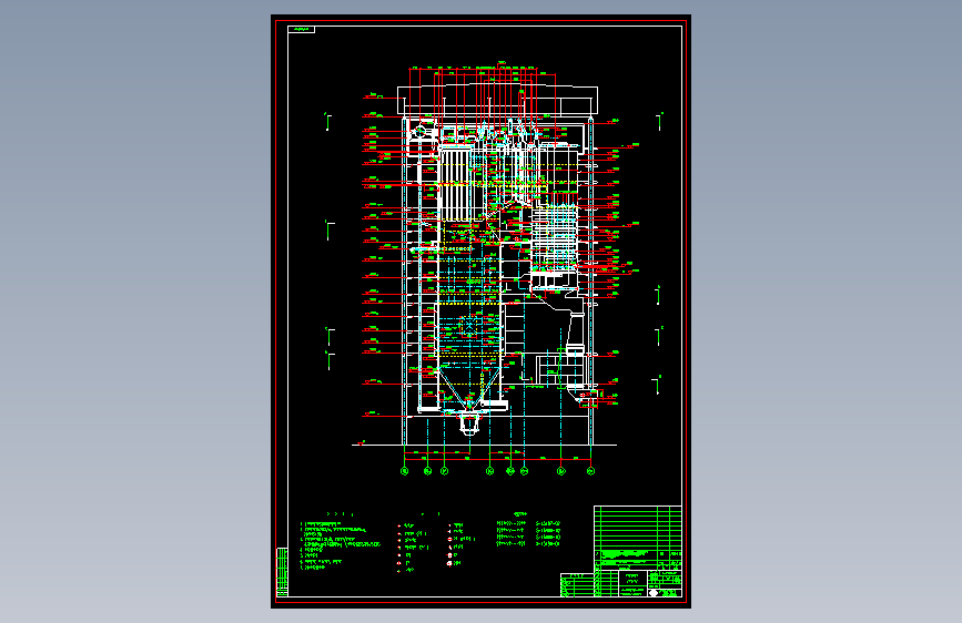330MW锅炉图纸总体布置纵剖图