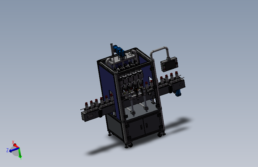 5头直线式旋盖机3D数模图纸 Solidworks设计 附STEP