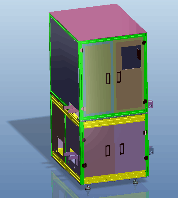 W7201-非标自动化设备钣金机架三维Proe-Creo