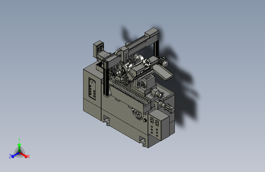 W7847-无心磨龙门式送料机纸三维Step