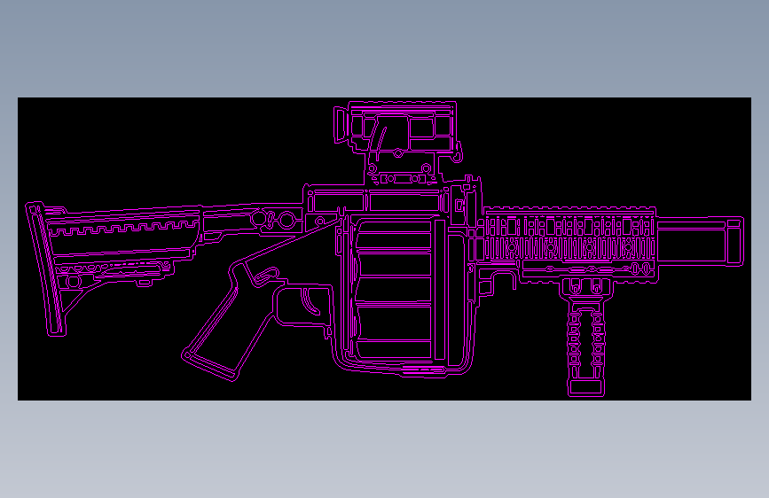 30mm-grenade-launcher-silhouette激光切割2D图_AotuCAD dxf_模型图纸下载 – 懒石网