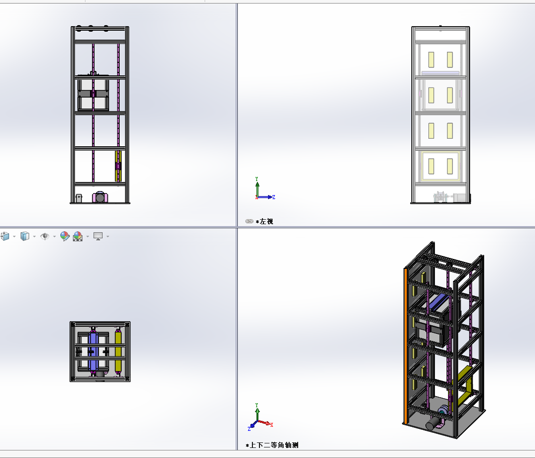 0018-四层电梯模型试验系统设计+三维SW+全套CAD图纸+设计说明书