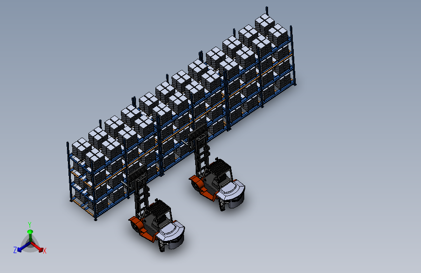 货架的堆高车取料模拟