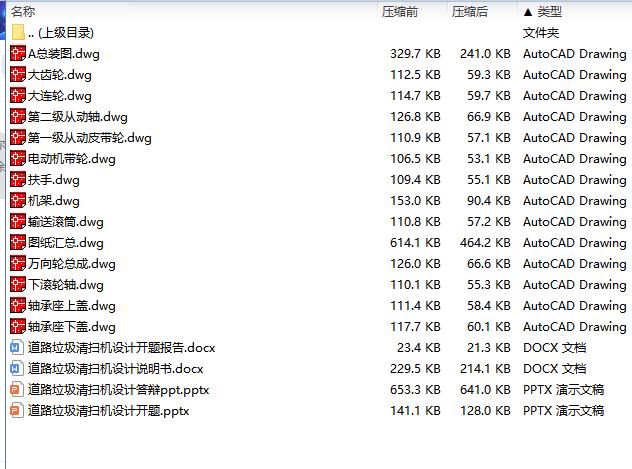 道路垃圾清扫机设计含13张CAD图带开题