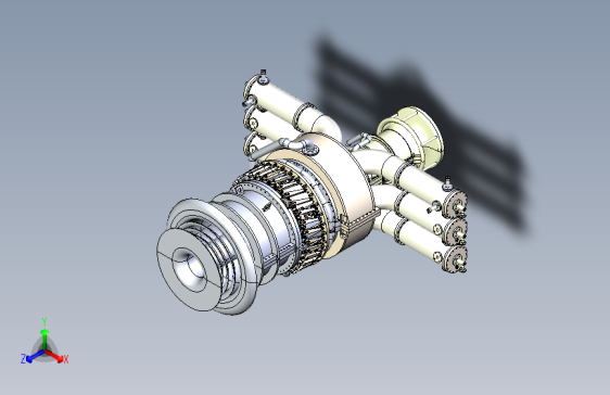 Y0260-航空发动机+GE+MS+3002燃气涡轮发动机模型3D图纸+Solidworks设计