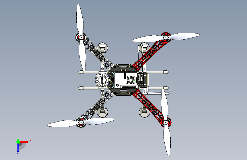 Y0702-无人机+f450-quadcopter-for-crack-detection-tools-1+1+STP+IGS 俯视图