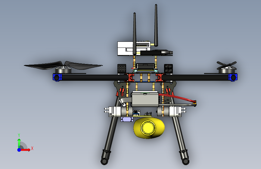 Y0703-无人机+firefighting-quadcopter+SW+STP 正面视图
