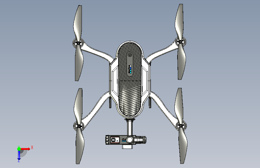 Y0718-无人机+gopro-karma-drone-complete-with-camera+STP 俯视图