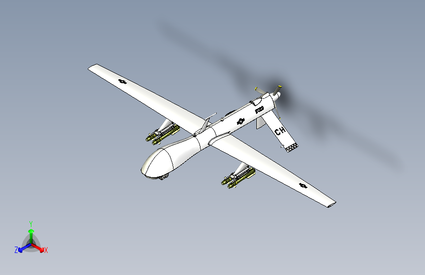 Y0738-无人机+mq-1-predator-uav+SW+STP+DWG