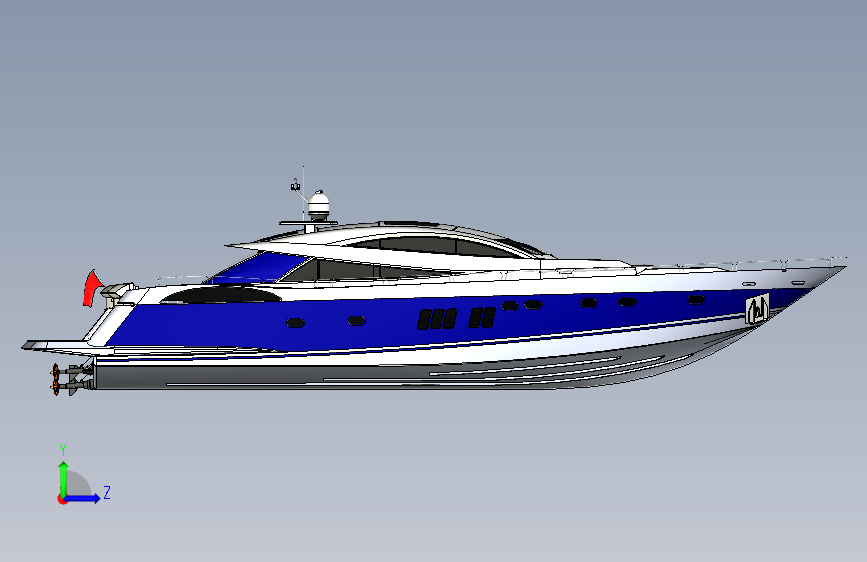 Y0834-轮船+军舰+yacht-30+1+SW 左侧视图