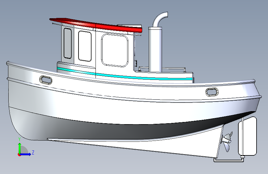 Y0844-轮船+军舰+16-mini-tug-boat-sweet16-navalart-1+2+STP+IGS 左侧视图