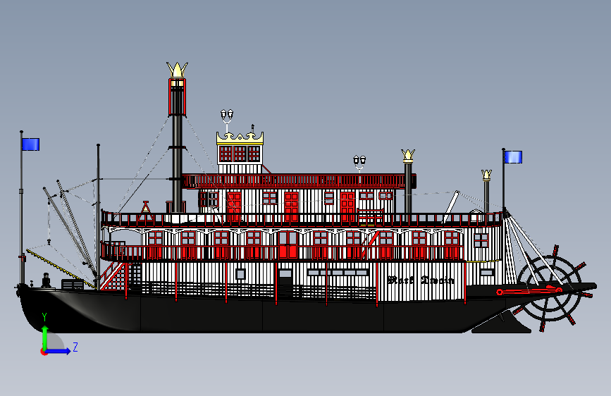 Y0852-轮船+军舰+47cm-steamboat-model-1+1+SW 左侧视图