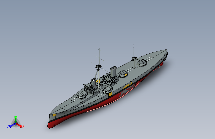 Y0870-轮船+军舰+battleship-hms-dreadnought-1906-1+2+SW 俯视图
