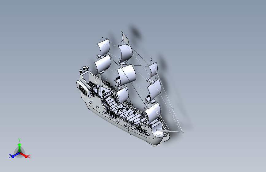 Y0872-轮船+军舰+black-pearl-ship-model-1+3+STP+SW 主视图