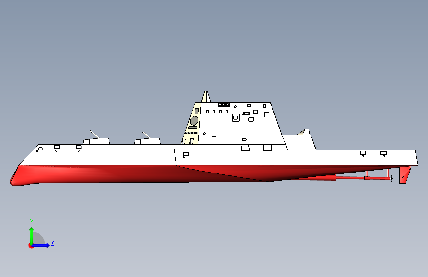 Y0887-轮船+军舰+ddg-1000+STP+SW+STL 左侧视图