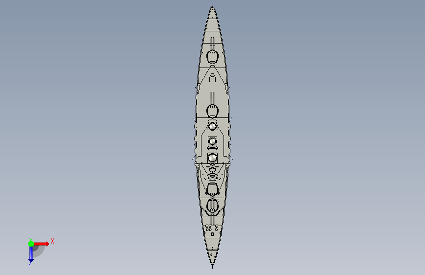 Y0903-轮船+军舰+hms-tiger-r-c-model-1+3+STP+X_T 俯视图