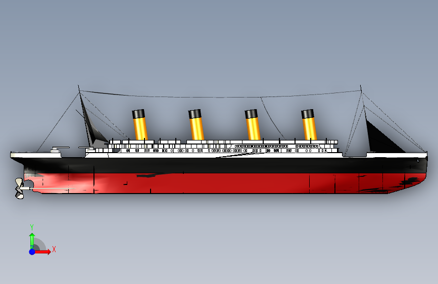 Y0947-轮船+军舰+rms-titanic-2+2+SW 正面视图