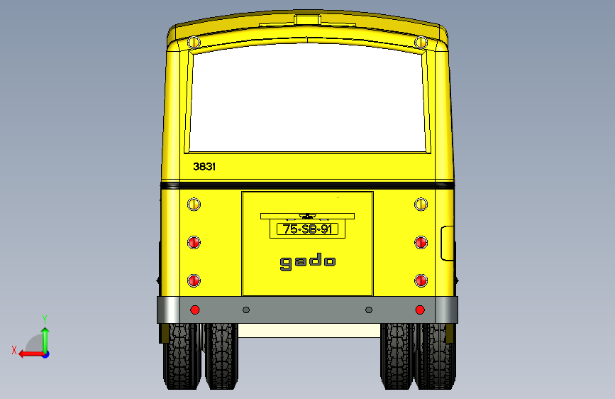 Y1645-客车+公交车++大巴车模型+stp 背面视图