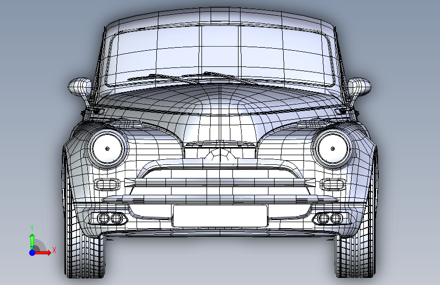 Y1684-汽车+pobeda-victory-gaz-m20-remake+SW+STP+STL 正面视图