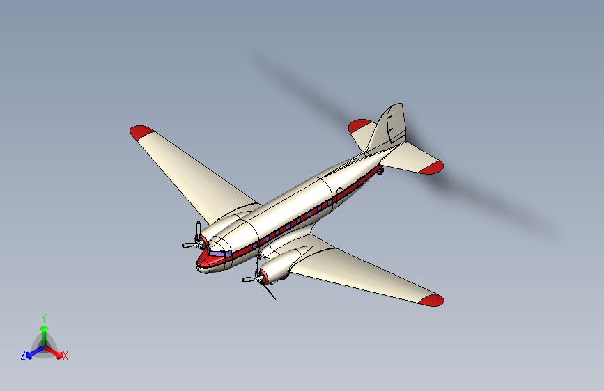 Y1814-汽车道格拉斯+douglas+dc3+SolidWorks+stp