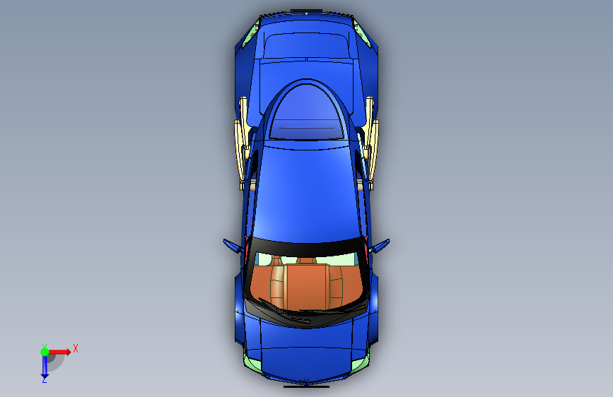 Y1842-汽车丰田+mr2+stp 俯视图