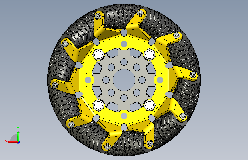 Y2059-麦克纳姆轮+mecanum-wheel-gobilda-inspired-model+SW+STP 背面视图