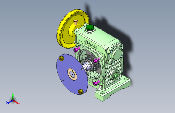 Y2323-蜗轮蜗杆减速器3D模型+Solidworks设计