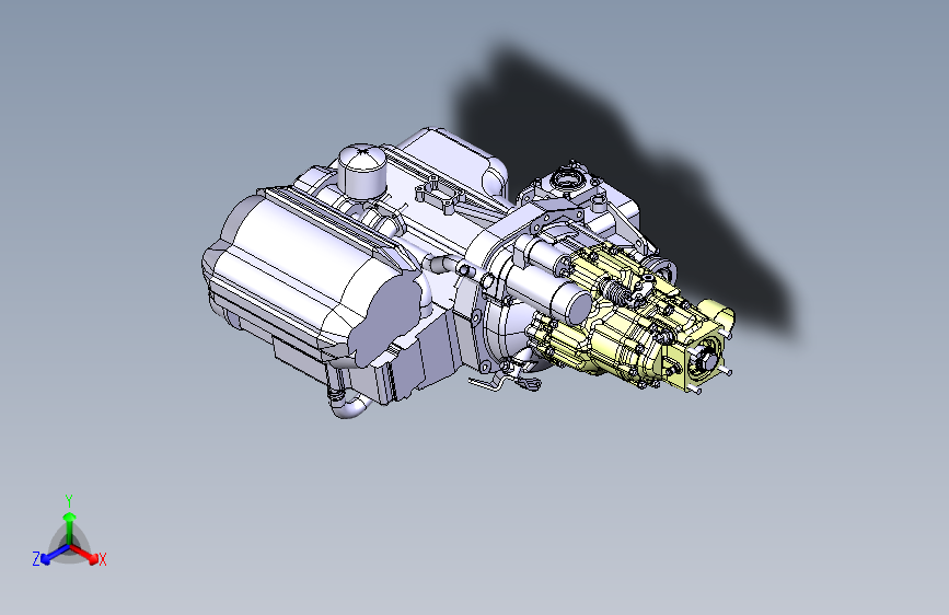 Y2336-一款发动机离合器变速箱外观图纸3D模型（CATIA软件打开）