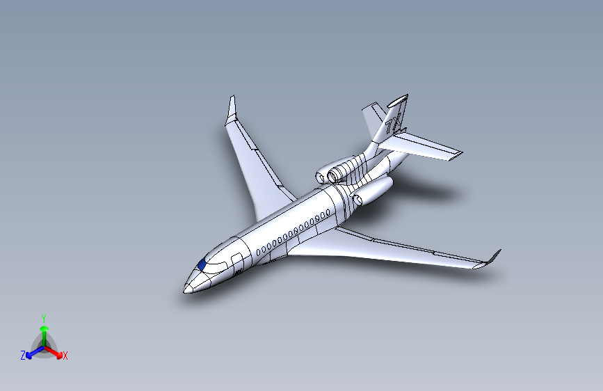 Y2544-飞机+猎鹰+DS+7X+SolidWorks++stp+STP+SW