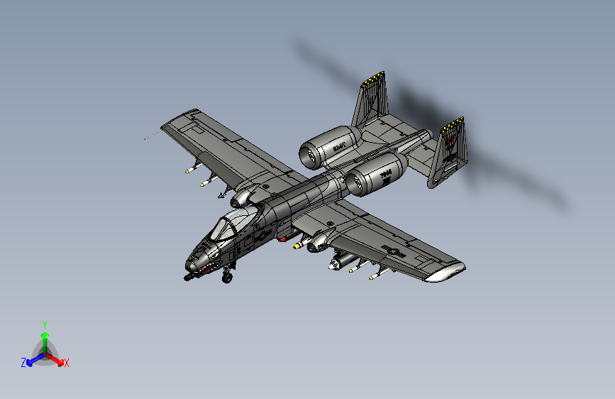 Y2569-飞机+A-10+thunderbolt+SolidWorks+STP+IGS+SW