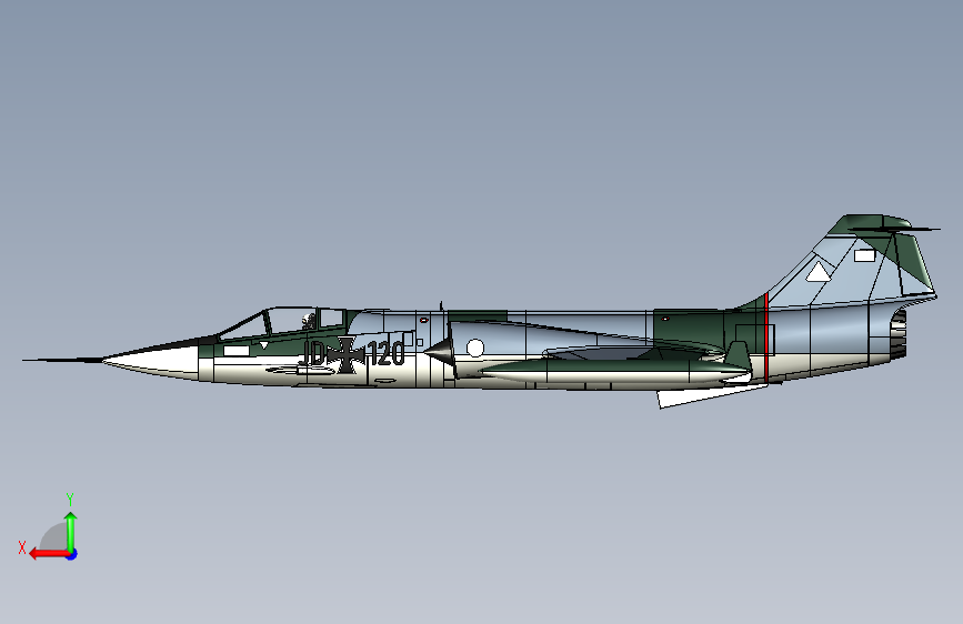 Y2653-飞机+lockheed-f104-g-starfighter-1+3+STP+IGS+SW 背面视图