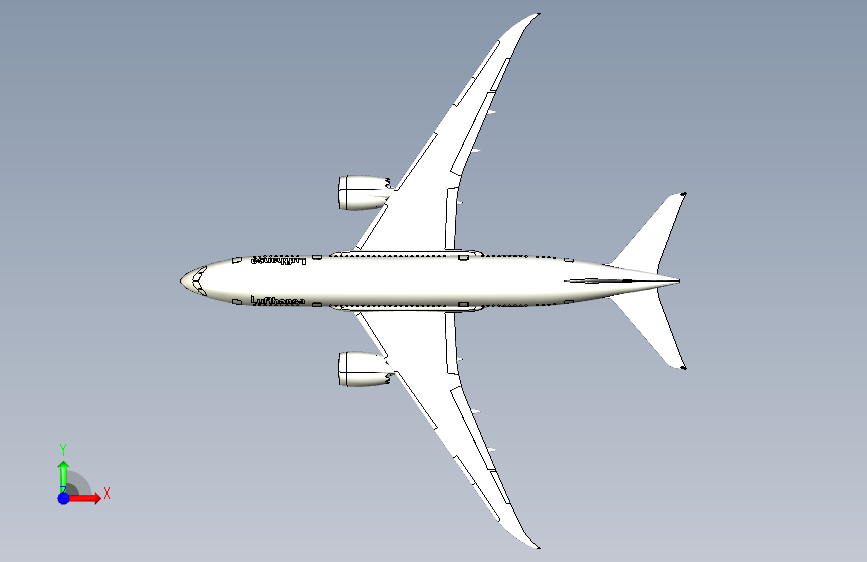 Y2732-飞机+波音+787-8+dreamliner+igs+3dm+IGS 正面视图