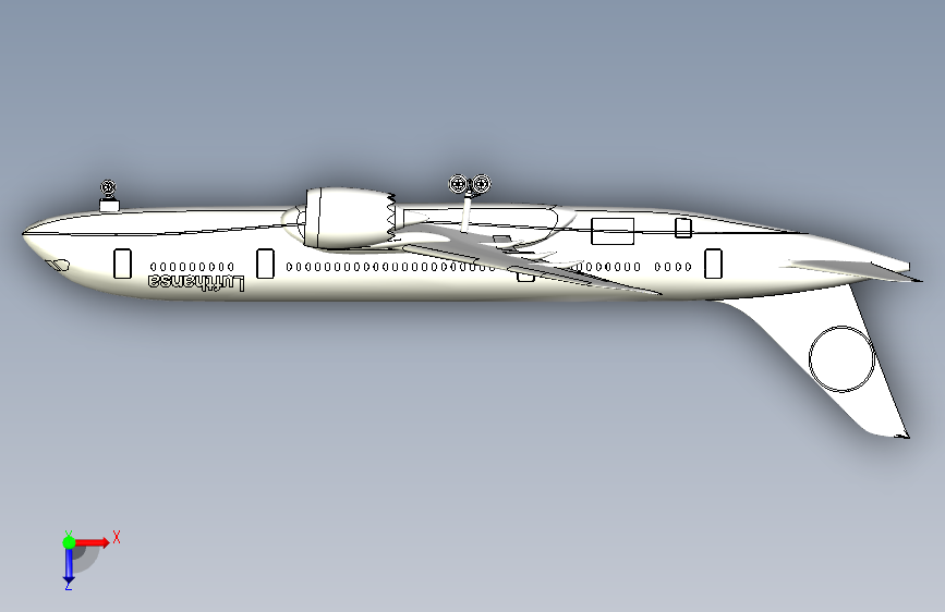 Y2732-飞机+波音+787-8+dreamliner+igs+3dm+IGS 俯视图