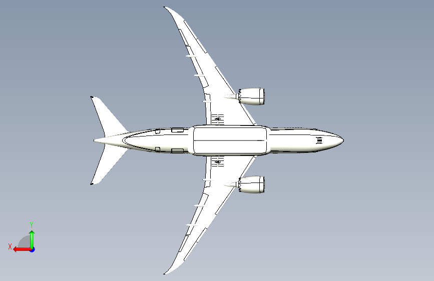 Y2732-飞机+波音+787-8+dreamliner+igs+3dm+IGS 背面视图