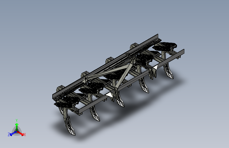 Y2812-115+Cultivator+-+9+spring+arms+inventor+stp+igs+stl机械爪+夹爪