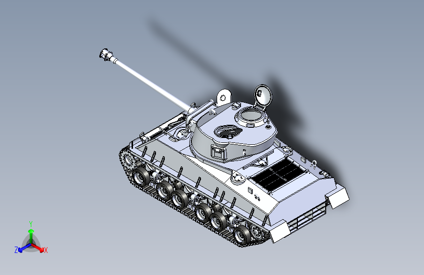 Y2855-坦克+战车+美系6级+m4a3e8+sherman+SolidWorks+igs