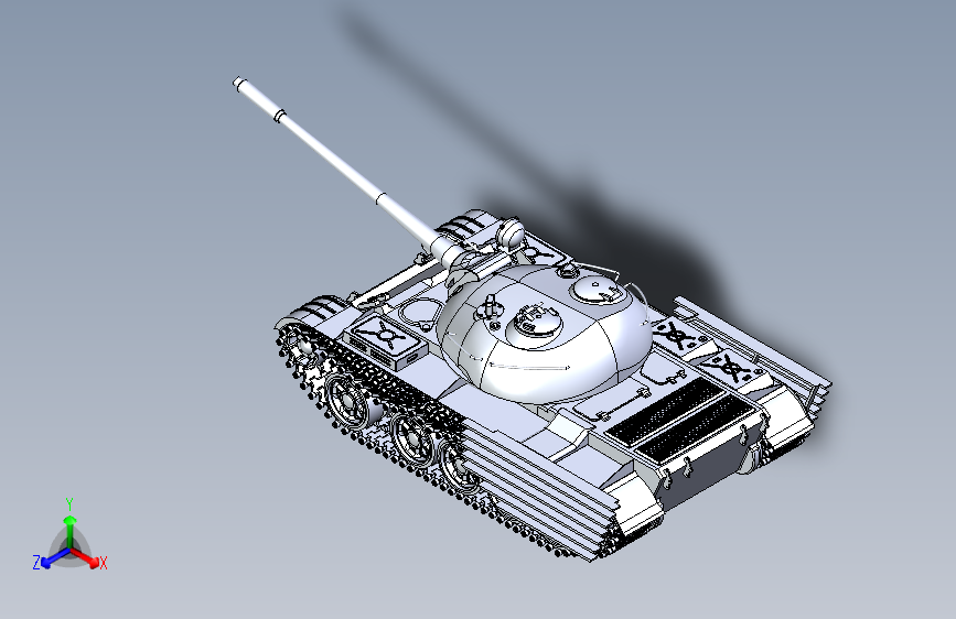 Y2939-坦克+战车+T55A+SolidWorks+igs