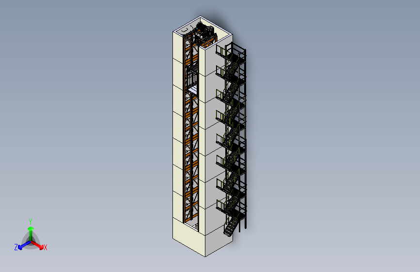 Y3026-电梯+elevator-shaft-complete-6-story-roof-and-sub-floor+STP+IGS
