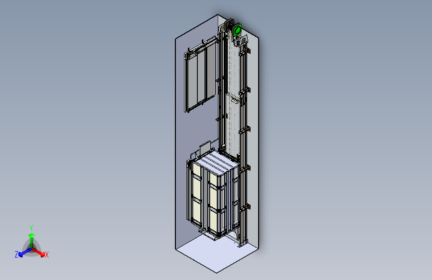 Y3036-电梯+3d-model-of-an-elevator-in-a-shaft+SW