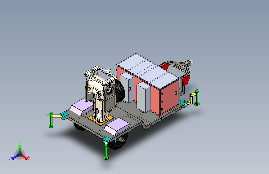 Y3467-挂车+拖车+tow-trailer-single-axle-antenna-mounted+SW