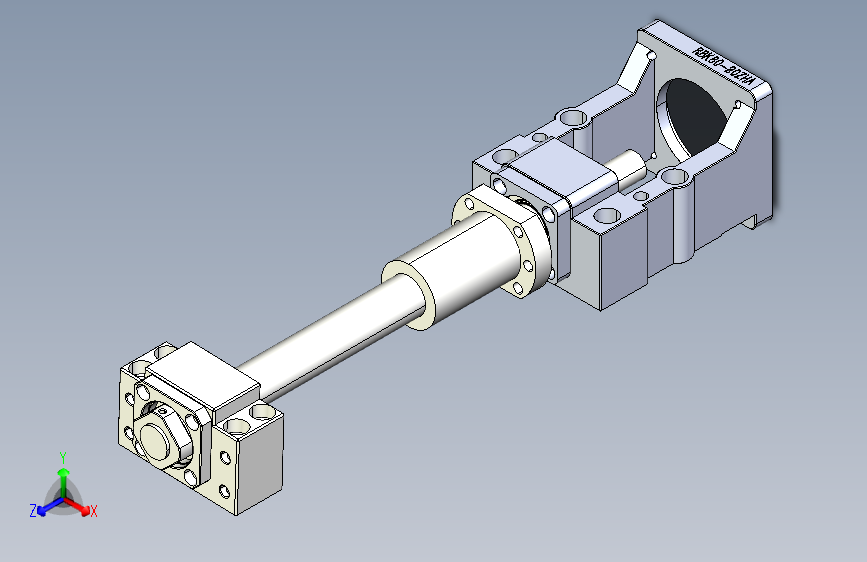 F0069-80伺服电机座(RBK80-20系列)+25直径丝杆3D装配图三维Step无参
