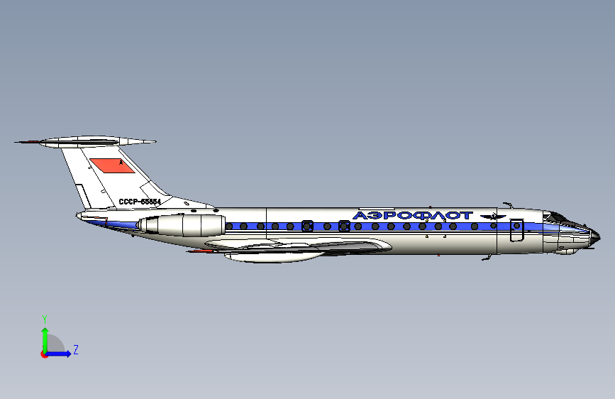 F0144-Tu-134喷气客机 左侧视图